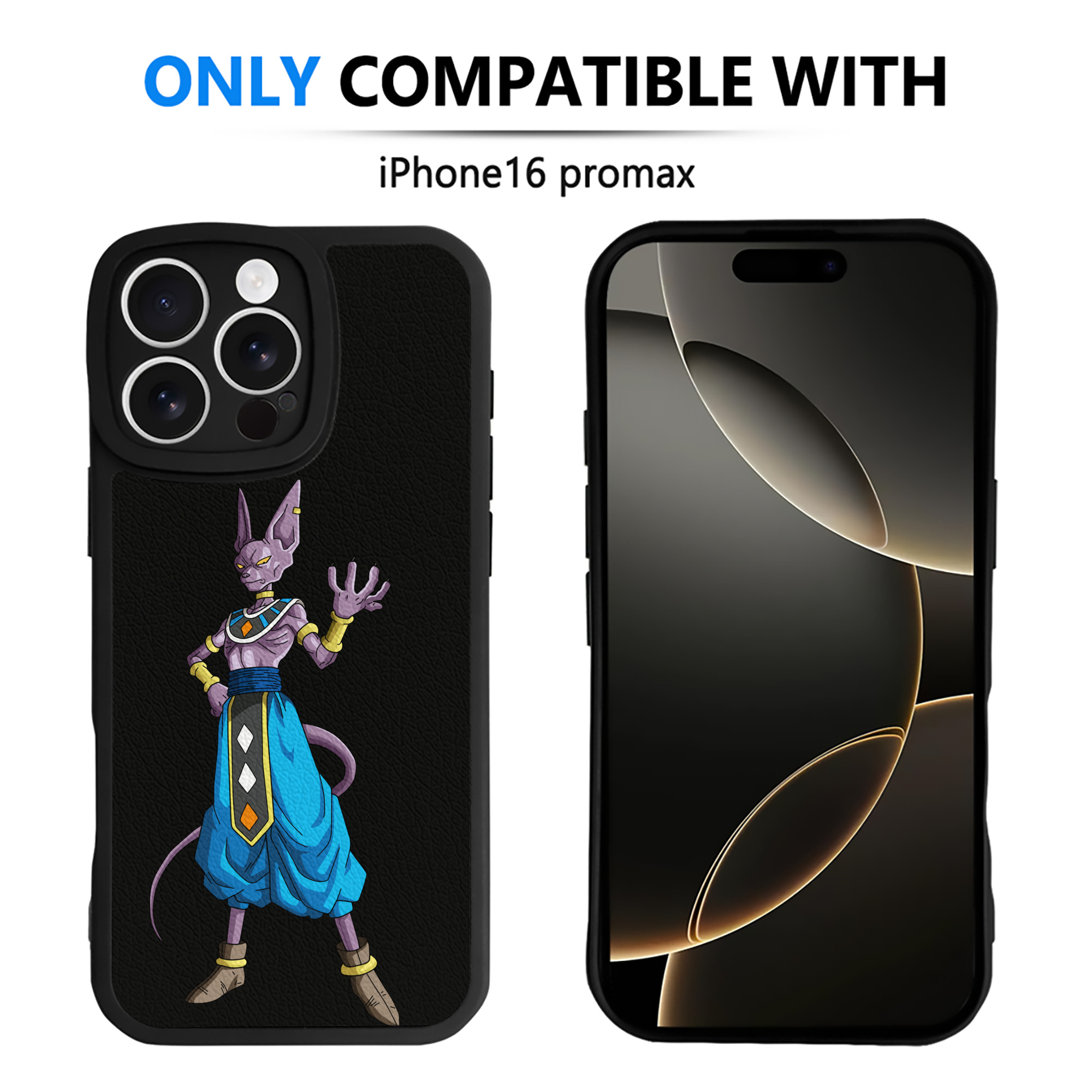 （画像用） ドラゴンボール ビルス 破壊神ビルス DRAGON BALL Beerus Birusu 【iPhone 16シリーズ対応】シリコンスマホケース（レザー調） 材質：シリコン